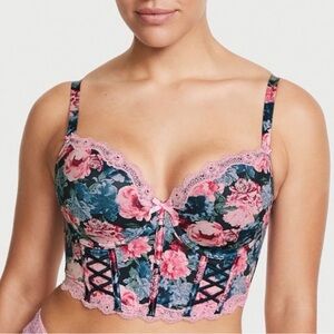 Victoria’s Secret Dream Angels Floral Lace Up Bustier Corset Top 32D Like New